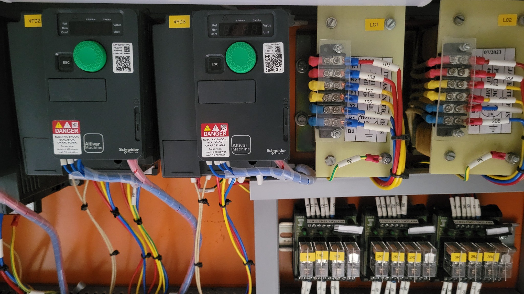 JAECO industrial VFD motor control drives and electrical control panel